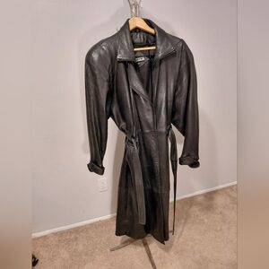Black Leather Trench Coat